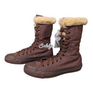Converse Japan 2011 XHI Calf High 12 Eyelet Boa Brown Sneaker Womens 7.5 RARE